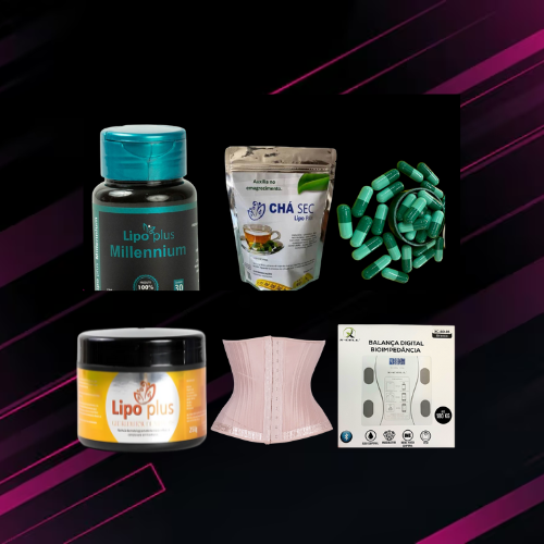 ( COMBO 1 ) Emagrecedor + Chá sec + 15 Cápsulas Detox + Gel redutor + Cinta lipo + Balança Digital